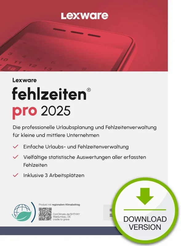 Lexware fehlzeiten pro 2025 «unbegrenzte Laufzeit» Download Gestión de vacaciones y bajas