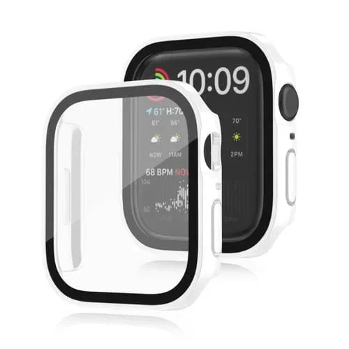 Life Waterproof 2 En 1 Marco de PC y Estuche Protector Vidrio Templado para Apple Watch Series 8/7 45mm (Blanco)