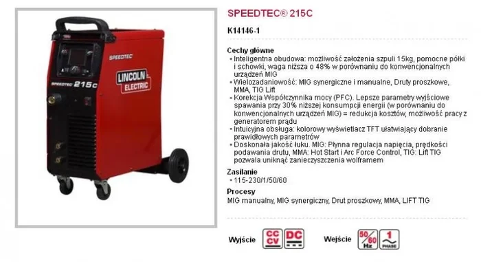 Lincoln półautomat spawalniczy speedtec-215c