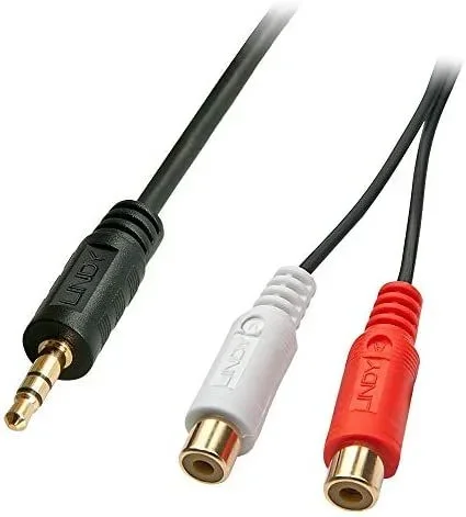 Lindy 35678 cable de audio 0,25 m 2 x RCA 3,5mm Negro, Rojo, Blanco