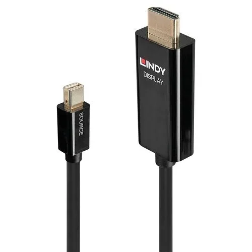 Lindy 40910 adaptador de cable de vídeo 0,5 m Mini DisplayPort HDMI tipo A (Estándar) Negro