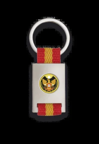 Llavero Martinez Albainox Rectangular de metal cromado Plata + Cinta Bandera de España en caja de presentación 09431GR1049