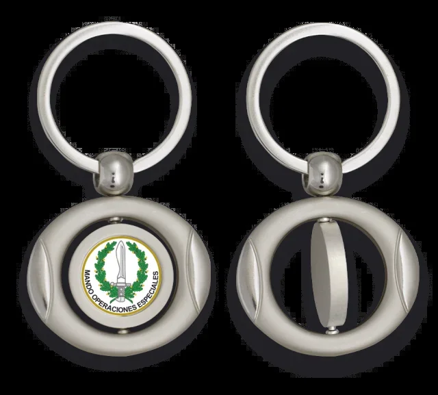 Llavero Oval Giratorio Con Chapa Albainox, De Metal, Personalizable, En Caja Presentación, Mando Operaciones Especiales, 09430gr1011