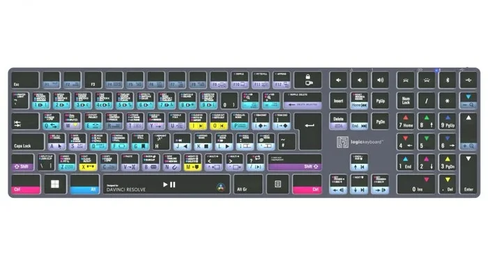LOGICKEYBOARD Inalámbrico retroiluminado ‘Titan’ diseñado para editar en DaVinci Resolve de Blackmagic en Windows • p/n LKB-RESB-TPC-UK