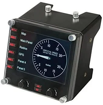 Logitech G Panel de instrumentos Saitek Pro Flight Tablero del simulador de vuelo, pantalla LCD a color de 3.5 pulgadas, 15 opciones de pantalla, conexión USB, modular – negro