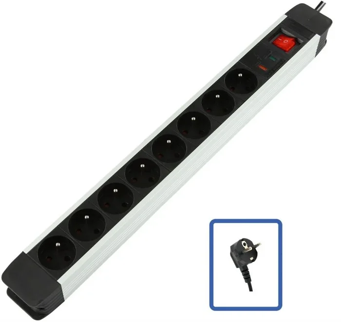 LOGON PROFESSIONAL LPS025 base múltiple 1,5 m 8 salidas AC Interior Negro, Blanco
