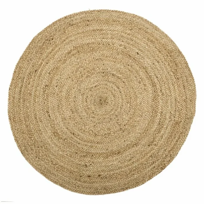 LOLAhome Alfombra Rústica Trenzada Redonda Beige de Fibra Natural de Ø 100 cm