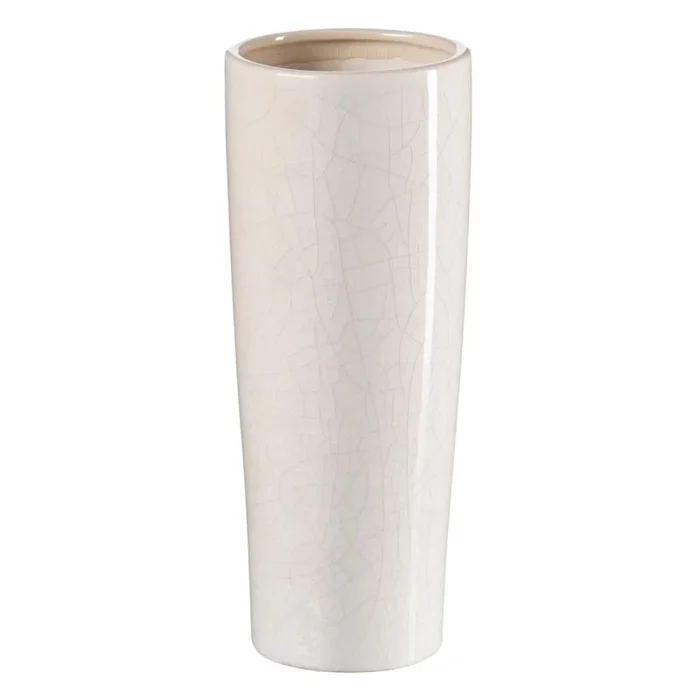 LOLAhome Jarrón cilíndrico de cerámica Beige de Ø 13×33 cm