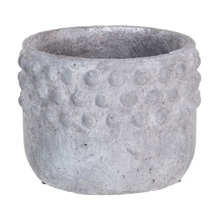 LOLAhome Macetero Relieve de Resina Gris de Ø 31×23 cm