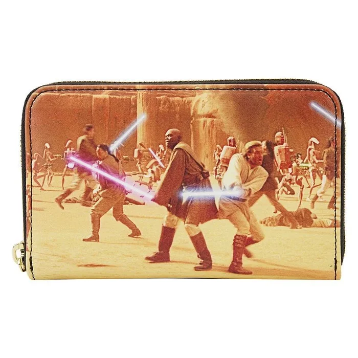 Loungefly Star Wars Episodio II Attack of The Clones Scene – Cartera con Cremallera, Multi, Cartera con Cremallera Alrededor