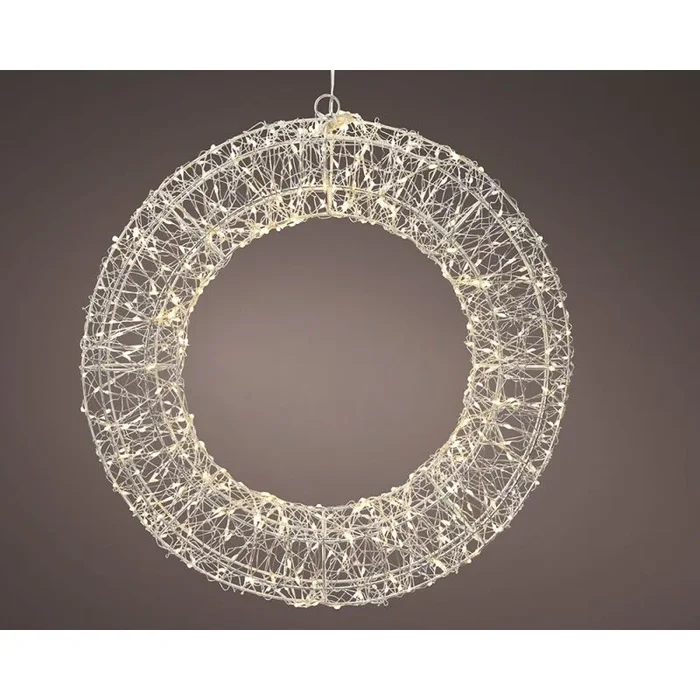 Lumineo Adorno Navideño Plateado Blanco Cálido 6 W 58 x 7 x 58 cm Corona de Navidad para Colgar Luz LED