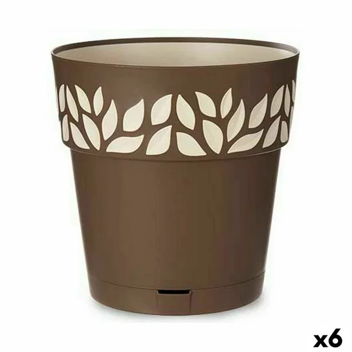Maceta autorriego stefanplast cloe marrón plástico 29 x 29 x 29 cm (6 unidades)