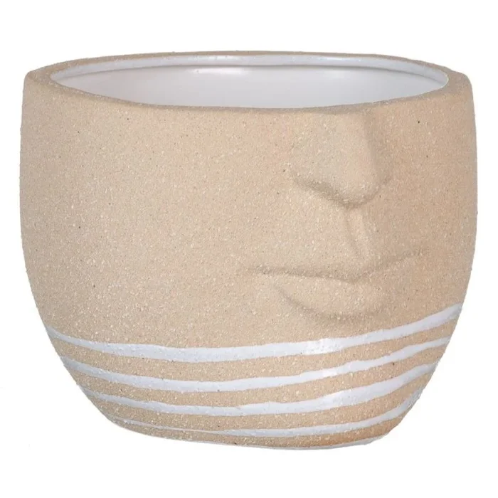 Macetero 21 x 19,5 x 15 cm cerámica natural