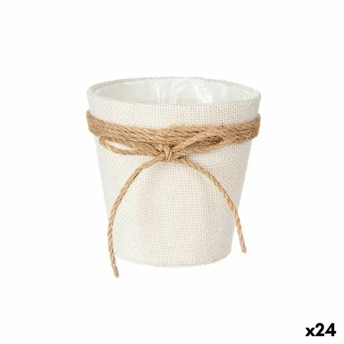 Macetero lazo blanco cuerda plástico 14 x 12,5 x 14 cm 14 x 14 x 14 cm (24 unidades)