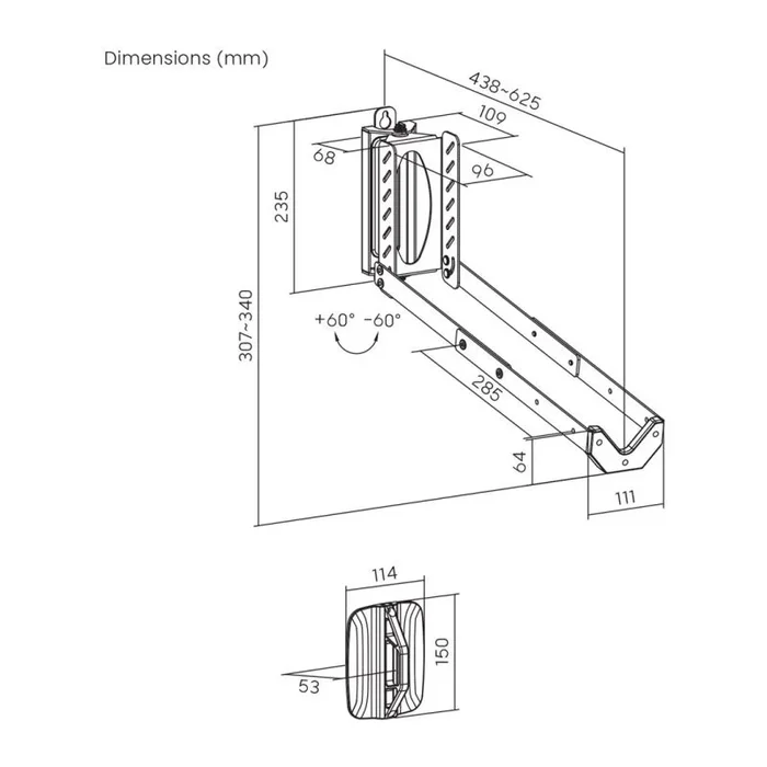 Maclean Soporte de Pared para Bici | Portabicicletas Plegable Función Giratoria de 60° | Aparcabicicletas para Garaje, Sótano y Apartamento | Construcción de Acero para Ruedas hasta 35 kg y 16-29″