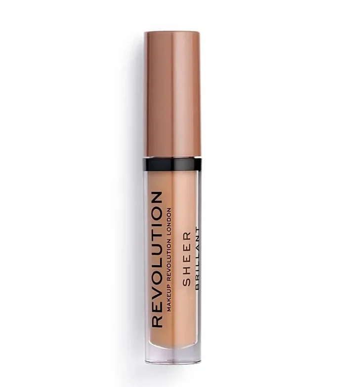 Makeup Revolution lip gloss Sheer Brilliant / tono 119 Hustle / brillo vegano, acabado luminoso, labios irresistibles y naturales, 3.5 ml