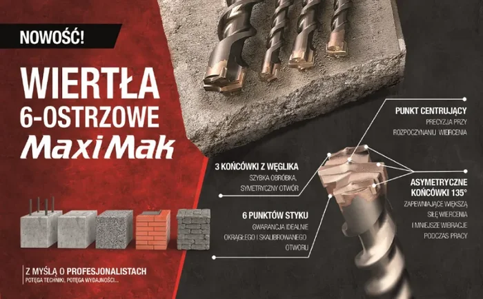Makita Broca de Martillo Maxi Mak SDS-Max 32 x 1500 mm, herramienta profesional para perforaciones en concreto y materiales resistentes, diseño reforzado, distribución de fuerza optimizada, color metálico.