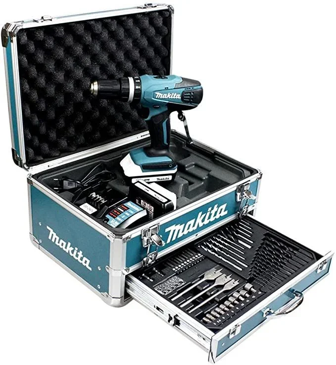 Makita hp457dwex4 + zubehörset cordless drill driver im case