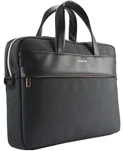 Maletín para Ordenador Portátil 11-14», Portadocumentos Elegante y Resistente al Agua, Bolsa de Negocios Laptop 13″, Negro/Oro Rosado