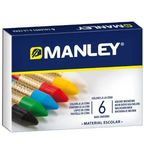 Manley Ceras 6 Unidades | Ceras de Colores Profesionales | Estuche de Ceras Blandas de Trazo Suave | Pueden Mezclarse los Colores | Colores Surtidos