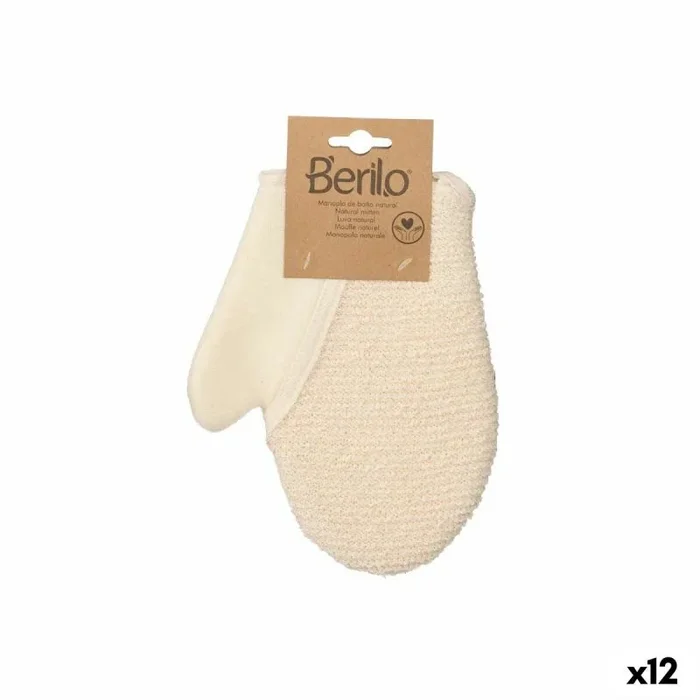 Manopla exfoliante berilo b7081-10 blanco beige (12 unidades)