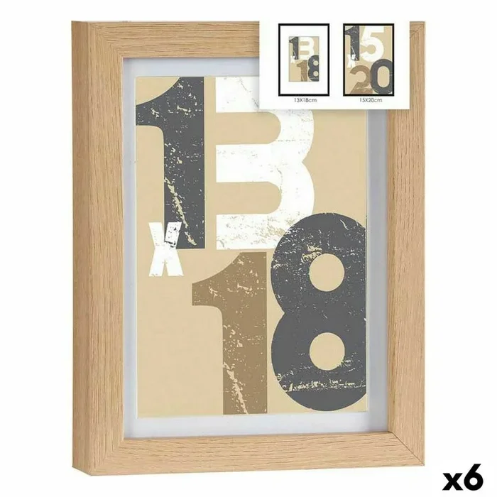 Marco de fotos 18 x 23 x 2,5 cm natural vidrio madera mdf (6 unidades)