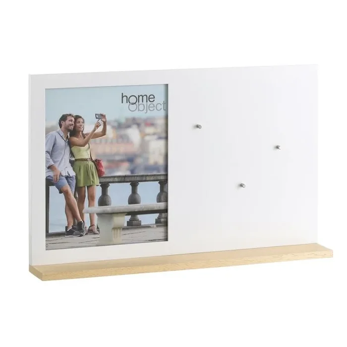 Marco de fotos blanco madera cristal madera de olmo 46,5 x 7 x 29,5 cm