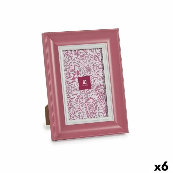 Marco de fotos cristal rosa plástico (6 unidades) (2 x 21 x 16 cm)