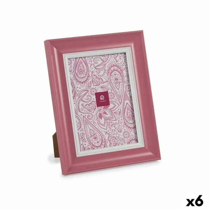 Marco de fotos cristal rosa plástico (6 unidades) (2 x 24 x 19 cm)