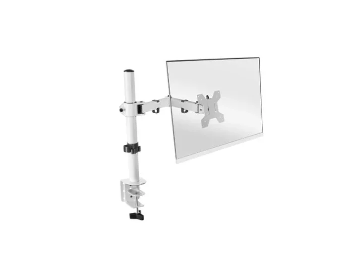 Mars Gaming MARM1 Blanco, Soporte de Monitor de Brazo para Pantallas hasta 32”, Articulado y Regulable en Altura, Estructura Robusta, Compatible con VESA75 y VESA100