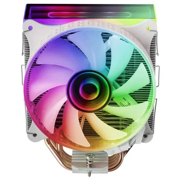 Mars Gaming MCPU-VR Blanco Disipador CPU Doble Espejo Infinito ARGB 4 Heatpipes HCT TDP 180W Ventilador Ultra-silencioso PWM 12cm