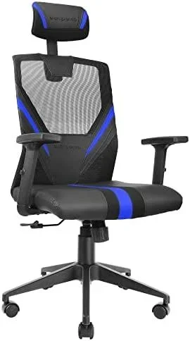 Mars Gaming MGC-ERGO Azul Silla Gaming Ergonómica Malla Transpirable Soporte Ajustable Cervical + Lumbar + Reposabrazos