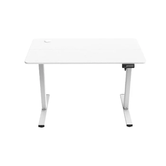 Mars Gaming MGD-ERGOPRO, Mesa Ajuste Altura Eléctrico 73-118cm, Superficie Ergonómica Fibra Carbono, Estructura Metálica, Soporte Auriculares y Gestión Cableado, Escritorio Regulable 110x60cm, Blanco