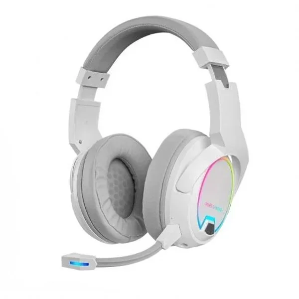 Mars Gaming MHW-100 Blanco Auriculares Inalámbricos ARGB Flow Micrófono ENC Extraíble Ultraligeros Cancelación de Ruido Activa ENC + Pasiva Compatibilidad Universal