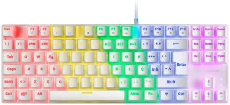 Mars Gaming MK80 Blanco, Teclado Gaming Mecánico TKL FRGB, Antighosting, Switch Mecánico Rojo, Idioma Portugués
