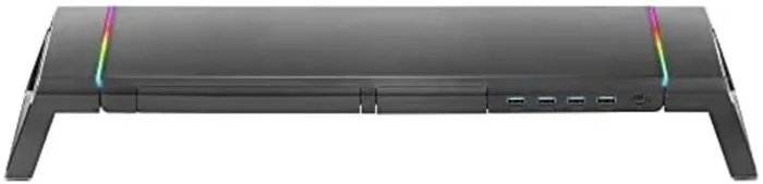 MARSGAMING MGS, Soporte Monitor RGB, Longitud Ajustable, 5K UHD Ultra Wide 2160p, Soportes Extra, USB 3.0