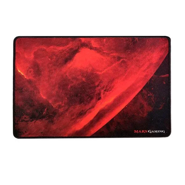 MARSGAMING MRMP0 – Alfombrilla gaming para PC (superficie de tela con suavidad y precisión extrema, base de caucho, bordes reforzados, 350x250x3mm), color negro y rojo