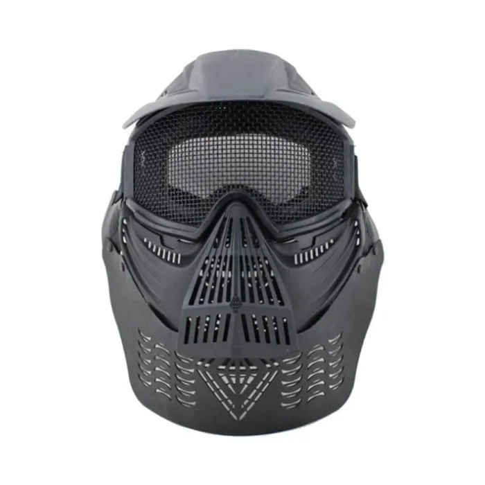 MÁSCARA COMPLETA WOSPORT CON MALLA DE ACERO NEGRO (2604B)