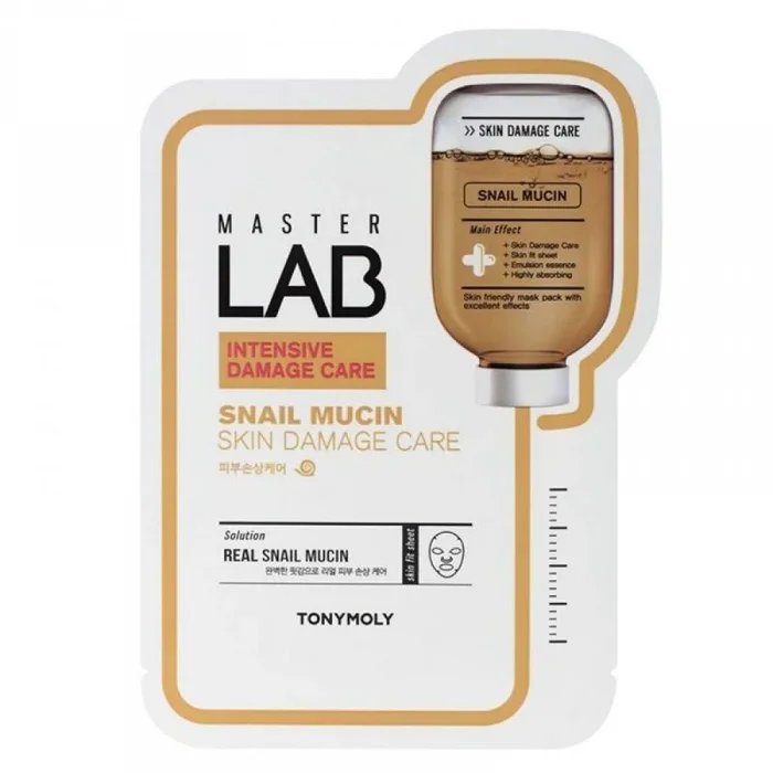 Mascarilla facial / Tonymoly / Master Lab Repairing Sheet Mask con centella asiática, tratamiento reparador intensivo en una sola aplicación, 19 g