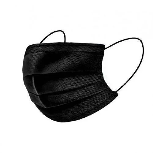 Mascarilla higienica 3 capas (tipo quirurgica) tipo iir negra en 14683:2019 + ac:2019 desechable clip embalaje -50u-