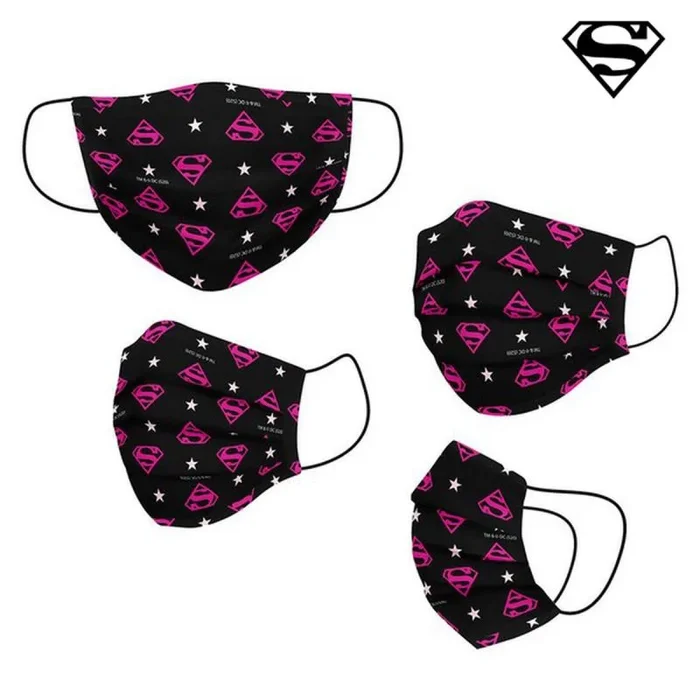 Mascarilla higiénica de tela reutilizable dc super hero girls adulto negro