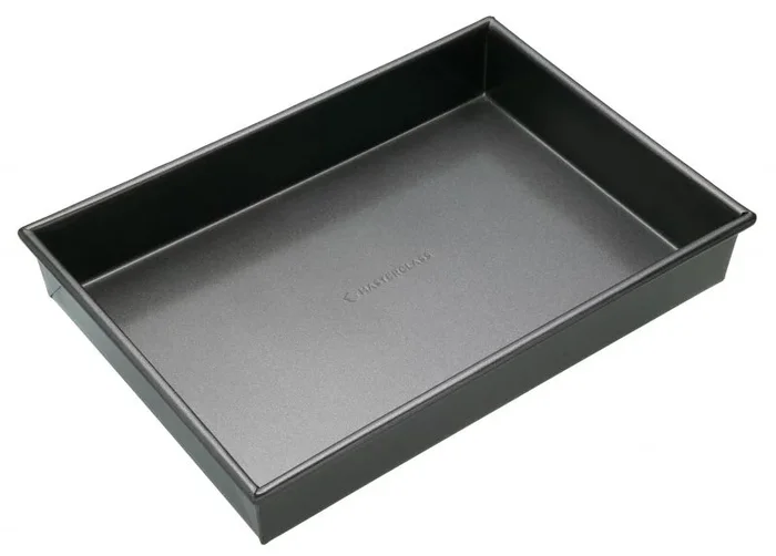MasterClass Bandeja para hornear/hornear con antiadherente PTFE, PFOA y BPA, robusta bandeja rectangular profunda de acero al carbono de 1 mm, 35 x 24 cm Gris