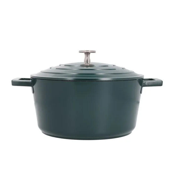 MasterClass Cazuela Mediana con Tapa 4 Litros/24 cm, Aluminio Fundido Ligero, Apta para Horno y Placa de Inducción, Verde Cazador