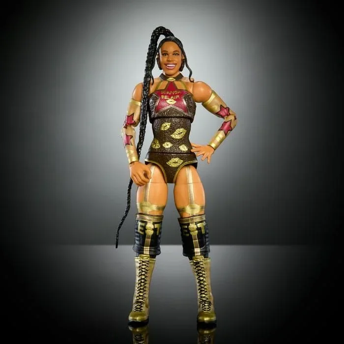 Mattel WWE – Figura de acción y accesorios de la colección Elite, set premium de Bianca Belair, Wrestlemania con piezas de Howard Finkel Build-A-Figure