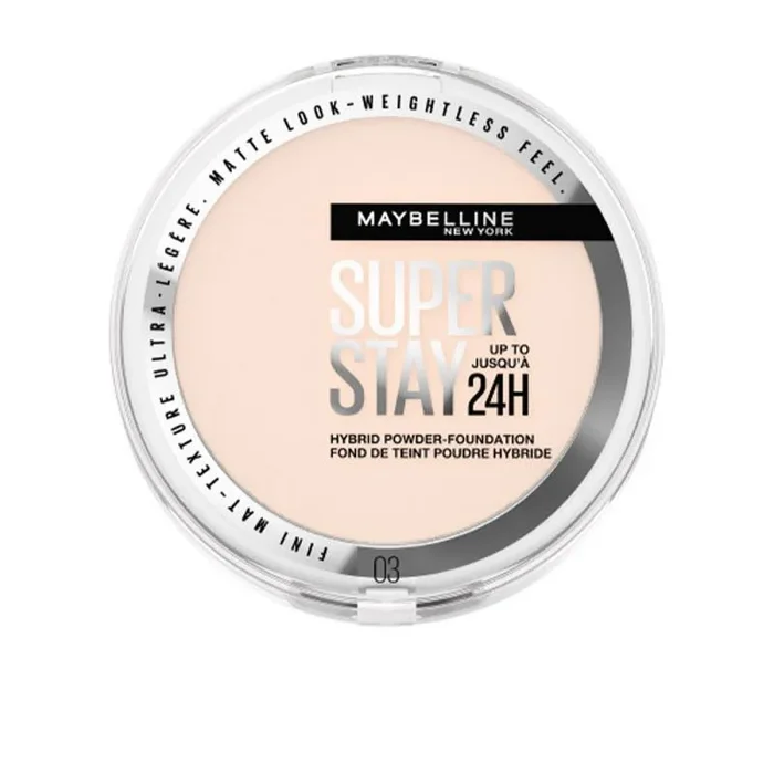 Maybelline New York Superstay Híbrido 24H Base de Maquillaje en Polvo, Súper Cobertura, Súper Ligera, Hasta 24H, Tono 03