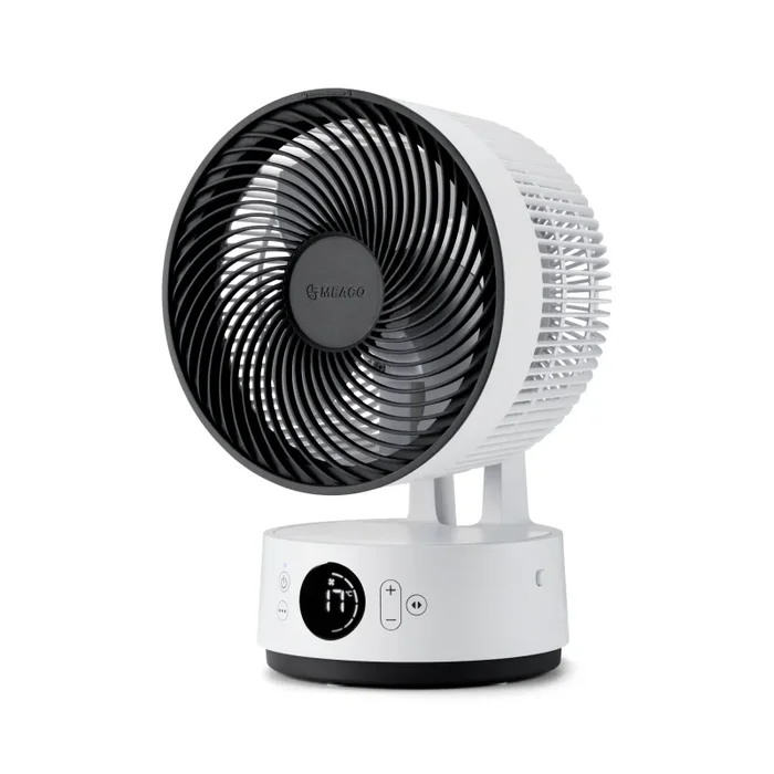 MeacoFan Sefte® 8″, ventilador portátil con batería reemplazable, uso interior/exterior, silencioso, 12 velocidades, modo ECO inteligente, blanco compacto