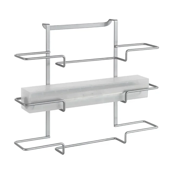 Metaltex GALILEO – Colgador Triple Rollo. Acabado POLYTHERM color Gris. Dimensiones: 36x9x30 cm