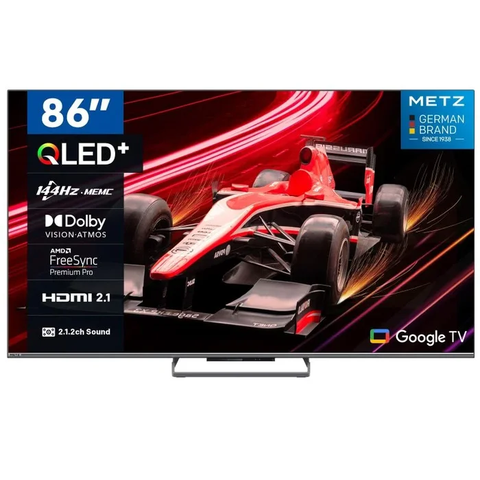 Metz 86″ MQE8000 TV QLED, 4K 144Hz Google TV con Dolby Atmos y Dolby Vision, ALLM Gaming TV, HDR10+, MEMC Sport Mode, 3×HDMI, 2×USB，DVB C/-T/T2-S/S2, Ci