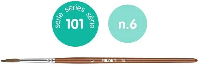 Milan pincel escolar redondo serie 101 nº 6 en bolsita c/colgador marrón