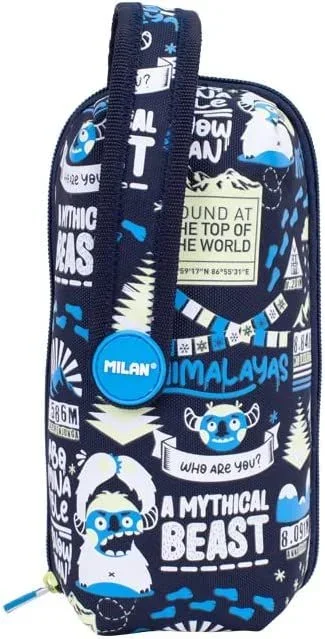 Milan the yeti pack de 4 estuches portatodo con contenido de serie – contenido: goma de borrar, 2 sacapuntas, 1 lapiz de grafito hb, 3 boligrafos (verde, negro y rojo), 1 regla de 15 cm, 12 lapices de colores ergo y 12 rotuladores